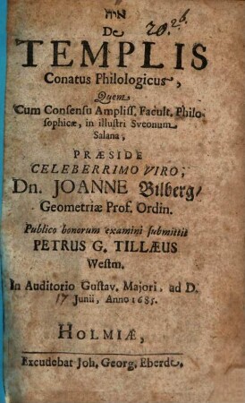 De templis conatus philologicus
