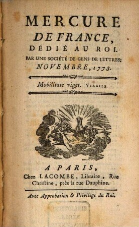 Mercure de France. 1773, 11