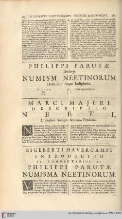 Philippi Parutae Archetyporum numismatum Neetinorum
