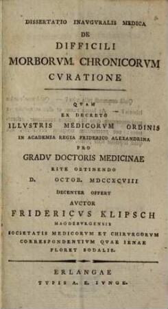 De difficili morborum chronicorum curatione