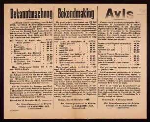 "Bekanntmachung" über die Neufestsetzung von Höchstpreisen für Brotgetreide, Mehl, Kleie und Brot (Z.E.K. 6246/17 N. 1387)