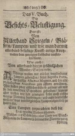 Das V. Buch. Die Gesichts-Belustigung.