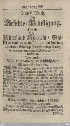 Das V. Buch. Die Gesichts-Belustigung.