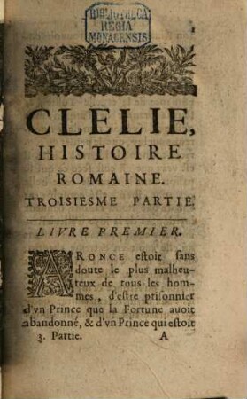 Clélie : histoire romaine, [5]. 3. partie. 1660