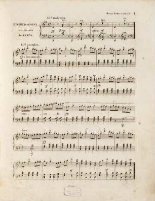 Divertissement pour le piano-forte sur des motifs de Zampa : opus 17