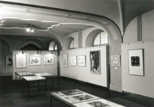 Dresden. Ausstellung "Ungarische Grafik der Gegenwart" im Kupferstich-Kabinett, 1991. Raumaufnahme