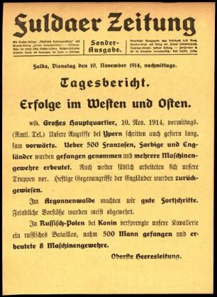 Ausgabe vom Dienstag, den 10. November 1914.