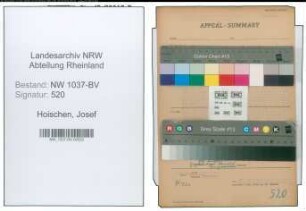 Entnazifizierung Josef Hoischen , geb. 20.09.1903 (Schlosser)