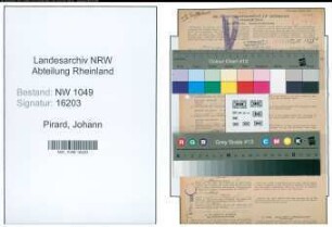Entnazifizierung Johann Pirard , geb. 05.07.1898 (Techniker)