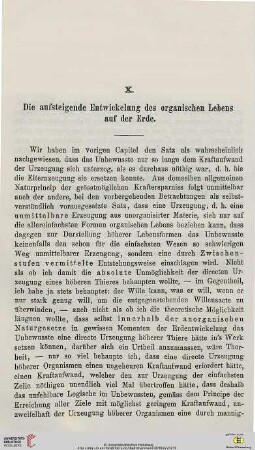 X. Die aufsteigende Entwicklung des organischen Lebens auf der Erde
