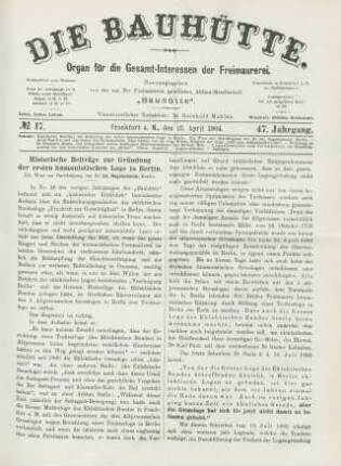 No. 17. Frankfurt a. M., den 23. April 1904. 47. Jahrgang.
