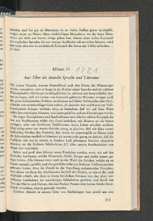 Aus: Über die deutsche Sprache und Litteratur