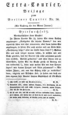 Extra-Courier, Beilage zum Berliner Courier Nr. 34