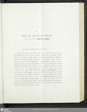 I. Rede des abtretenden Rectors Dr. phil. et jur. Ludwig Lange : Bericht über das Studienjahr 1879/80