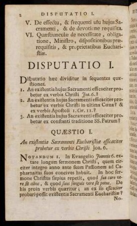 2-167, Disputatio I. De existentia hujus Sacramenti.