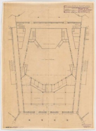 Haus des Rundfunks, Berlin-Charlottenburg: Großer Sendesaal, Grundriss EG (nicht ausgeführte Variante) 1:100