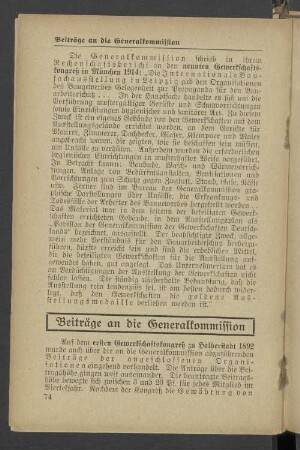 Beiträge an die Generalkommission