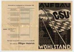 Illustrierte Flugschrift der CSU zur Bayrischen Landtagswahl 1958