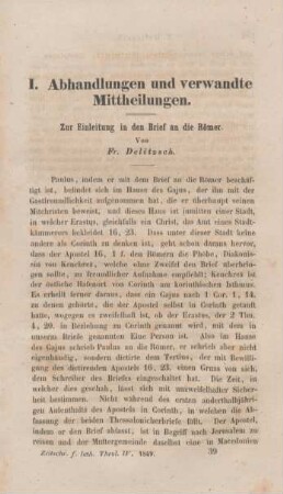 593-612 Zur Einleitung in den Brief an die Römer