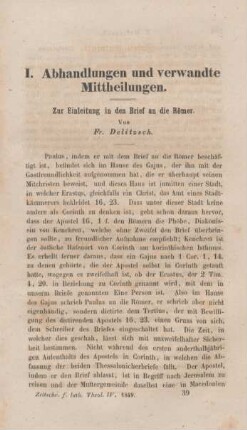 593-612 Zur Einleitung in den Brief an die Römer