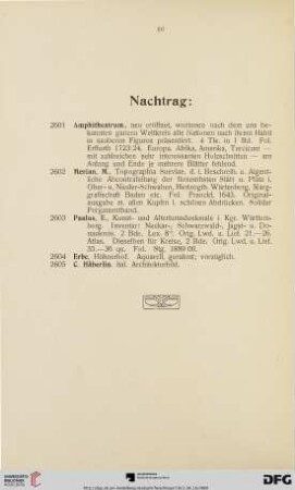 Nachtrag (Nr. 2601-2605)