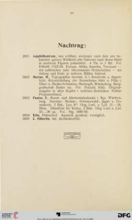 Nachtrag (Nr. 2601-2605)