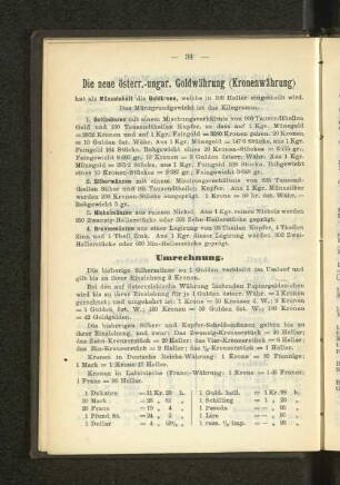 Die neue österr.-ungar. Goldwährung (Kronenwährung)