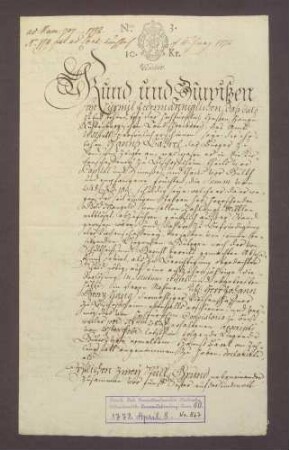 Hans Bührel zu Sand verkauft der Kirchenschaffnei Bischofsheim benannte Güter zu Sand um 259 fl. 6 Schillinge.