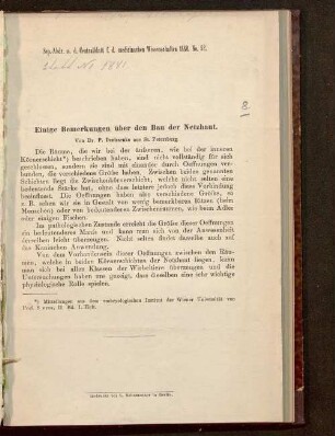 Einige Bemerkungen über den Bau der Netzhaut