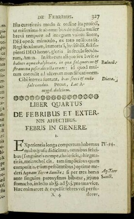 Liber Quartus. De Febribus Et Externis Affectibus.