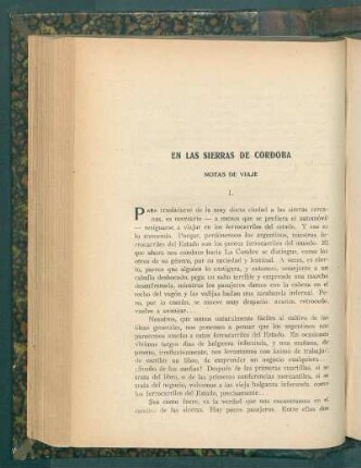 En las sierras de Córdoba : Notas de viaje
