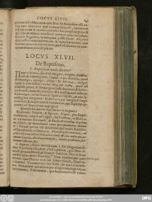 Locus XLVII. De Baptismo.