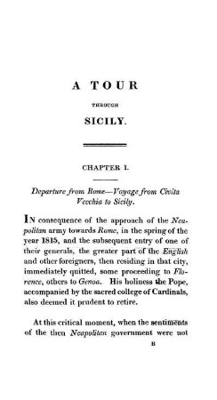 CHAP. I. - Departure from Rome - Voyage from Civita Vecchia to Sicily