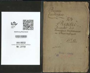 Empfangsregister der Nationaldomänen oder konfiszierten Güter