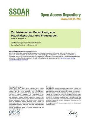 Zur historischen Entwicklung von Haushaltsstruktur und Frauenarbeit
