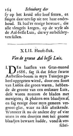 XLII. Hooft-stuk. Van de groene Aal-besse Luis