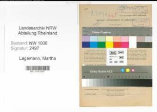 Entnazifizierung Martha Lagemann , geb. 16.06.1913 (Sparkassenangestellte)