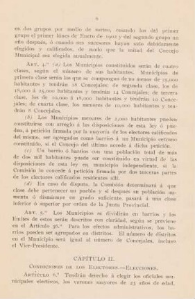 Capitulo II. Condiciones de los electores. - Elecciones