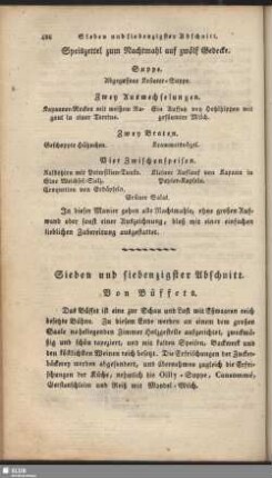 Sieben und siebenzigster Abschnitt. Von Büffets