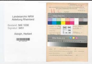 Entnazifizierung Herbert Adolph , geb. 04.03.1920 (Bahnbeamter)