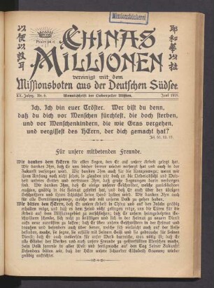 XX. Jahrg. Nr. 6. Juni 1919