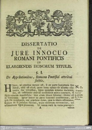 §. I. De Appellationibus, Romano Pontifici attribui solitis