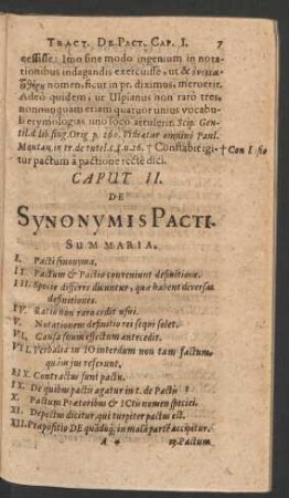Caput II. De Synonymis Pacti.