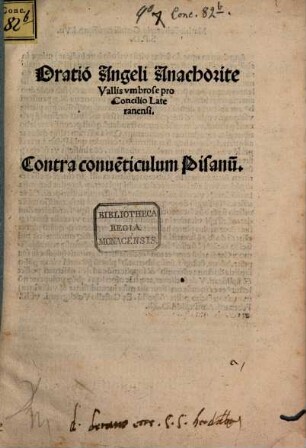 Oratio Angeli Anachorite Vallisumbrose pro concilio Lateranensi
