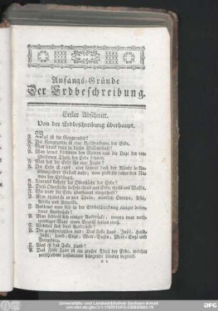 Erster Abschnitt. Von der Erdbeschreibung überhaupt.