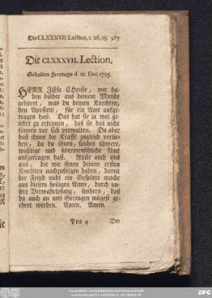 Die CLXXXVII. Lection. Gehalten Freytags d. 21. Dec. 1725.