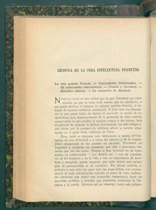 Crónica de la vida intelectual francesa