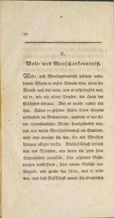 II. Welt- und Menschenkenntniß.