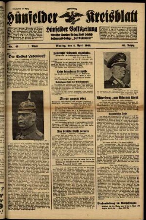 Erste Ausgabe vom Montag, den 08. April 1940.