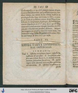Caput VI. De Effectibus Investiturae Imperialis.